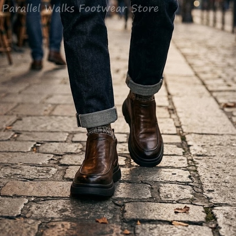 Vintage Fashion For Men - Мужские винтажные ботинки челси с массивным