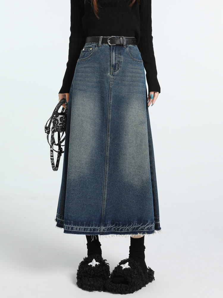 Denim Skirt Midi Vintage - Винтажные джинсовые юбки трапециевидной формы с