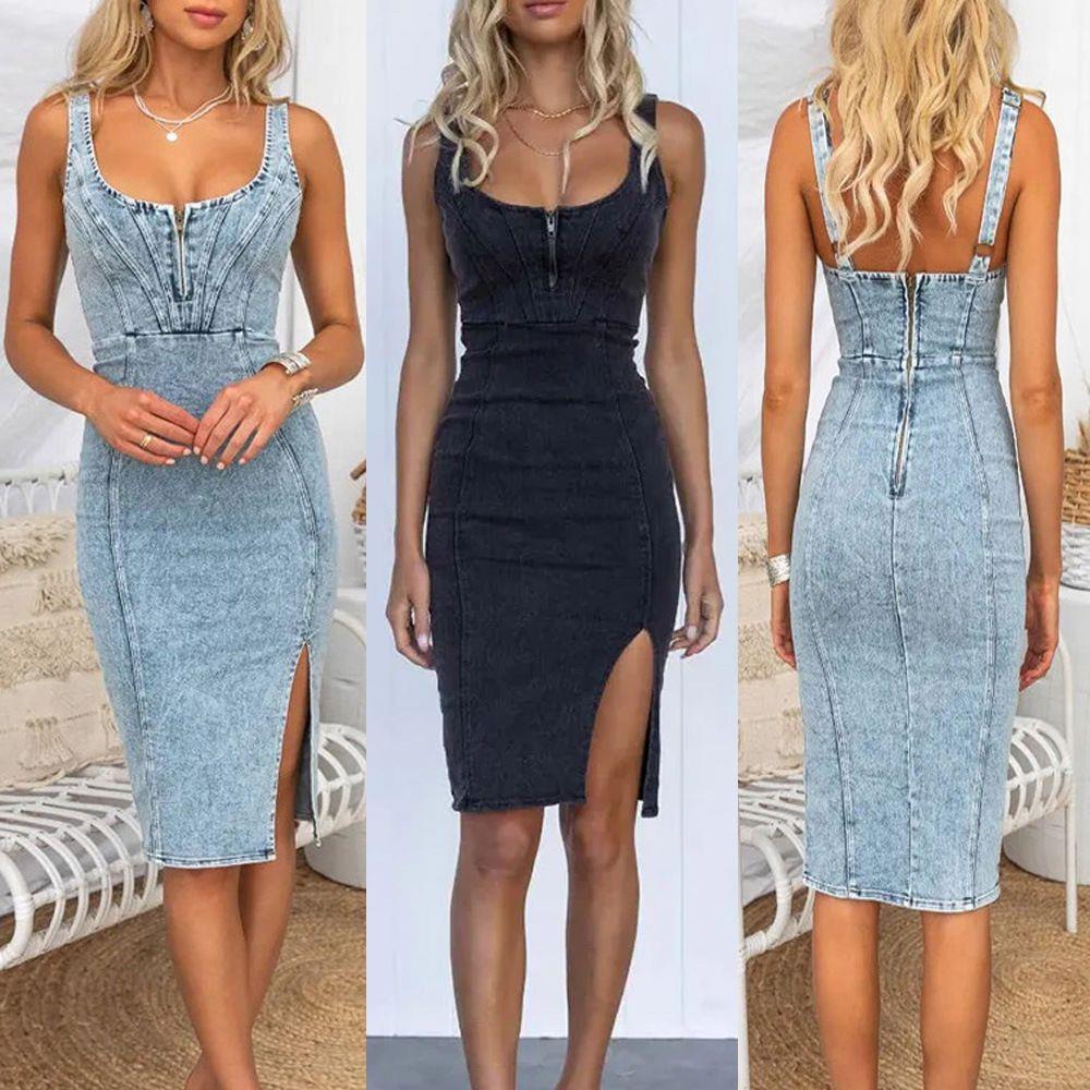 Denim Skirt Midi Vintage - Винтажное джинсовое платье 2023 года с