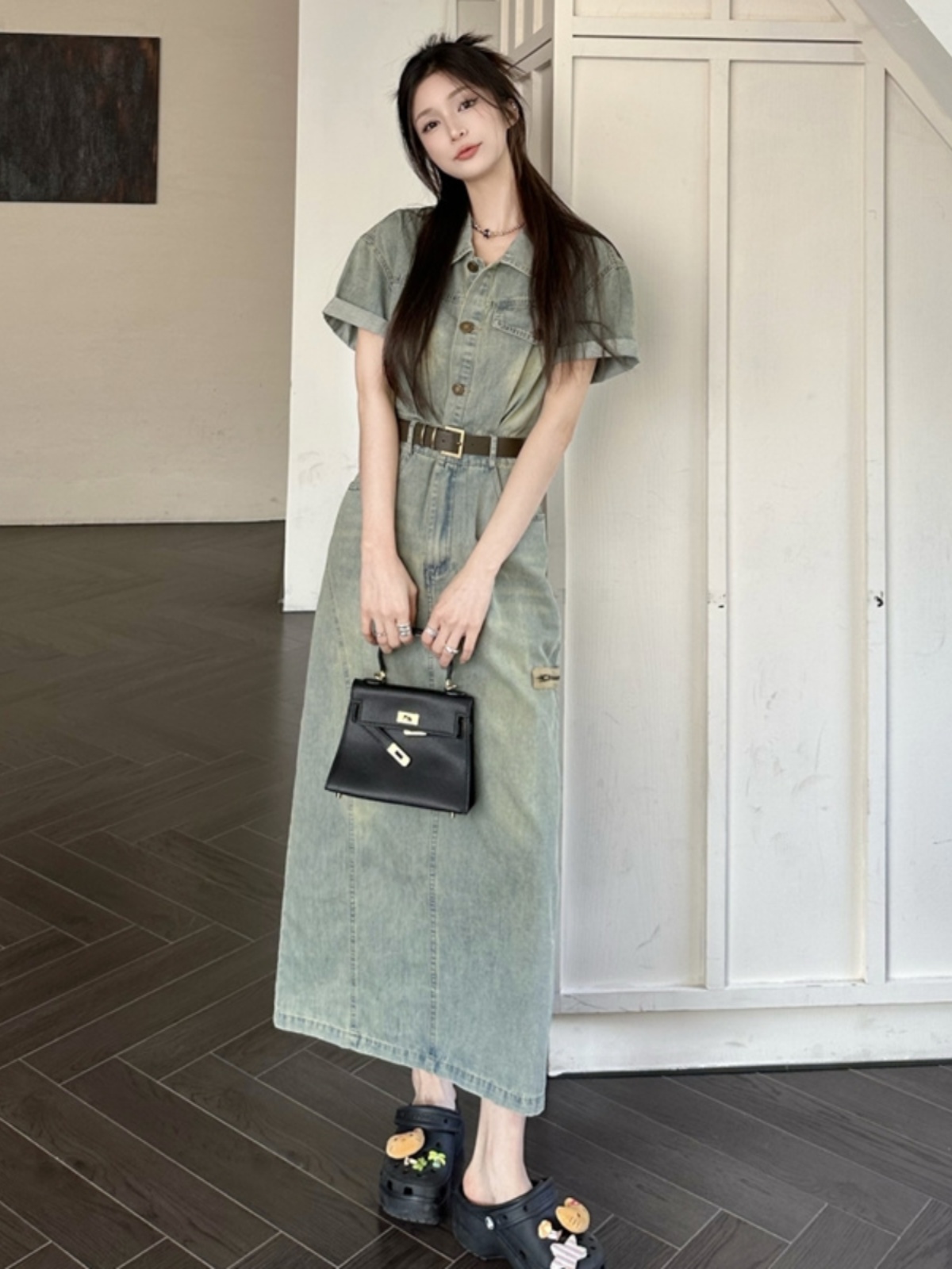 Denim Skirt Midi Vintage - Новая женская летняя джинсовая юбка миди