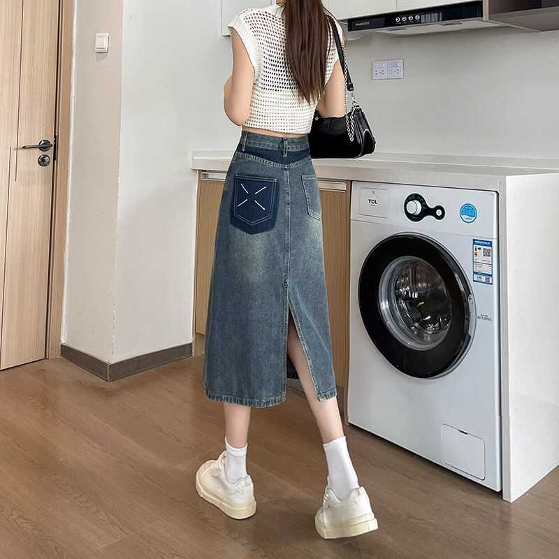 Denim Skirt Midi Vintage - Новая джинсовая юбка миди с высокой