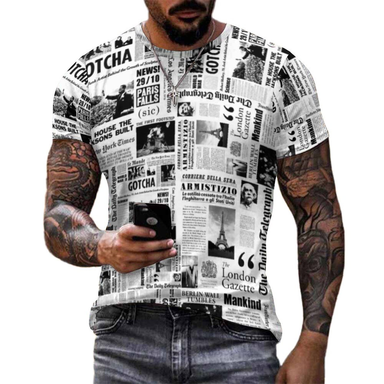 Мужская винтажная футболка с п – обзор и цена Vintage Fashion Newspaper