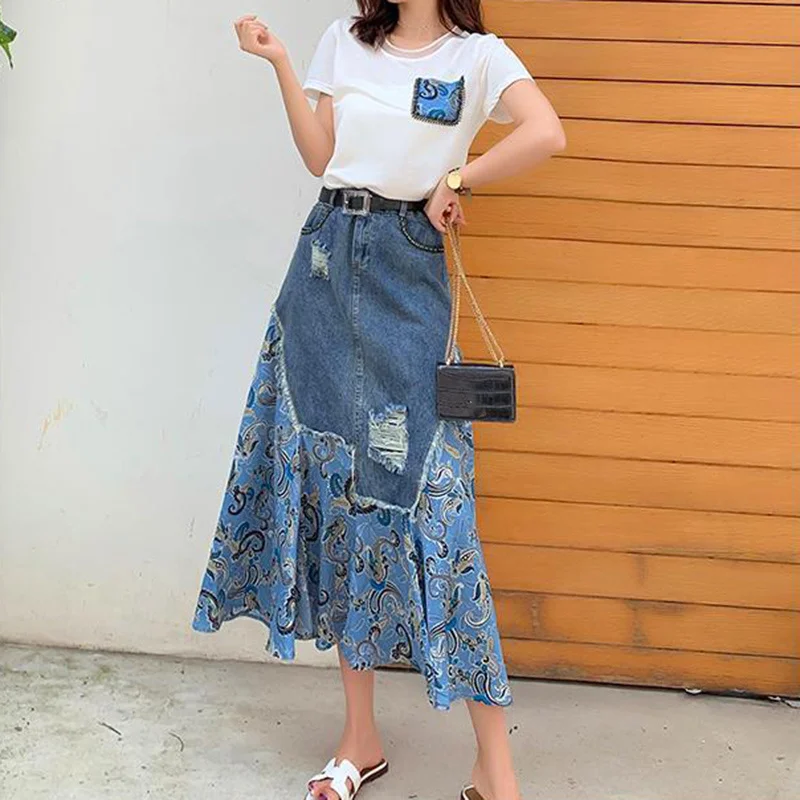 Летние длинные юбки с высокой  – обзор и цена Denim Skirt Midi Vintage