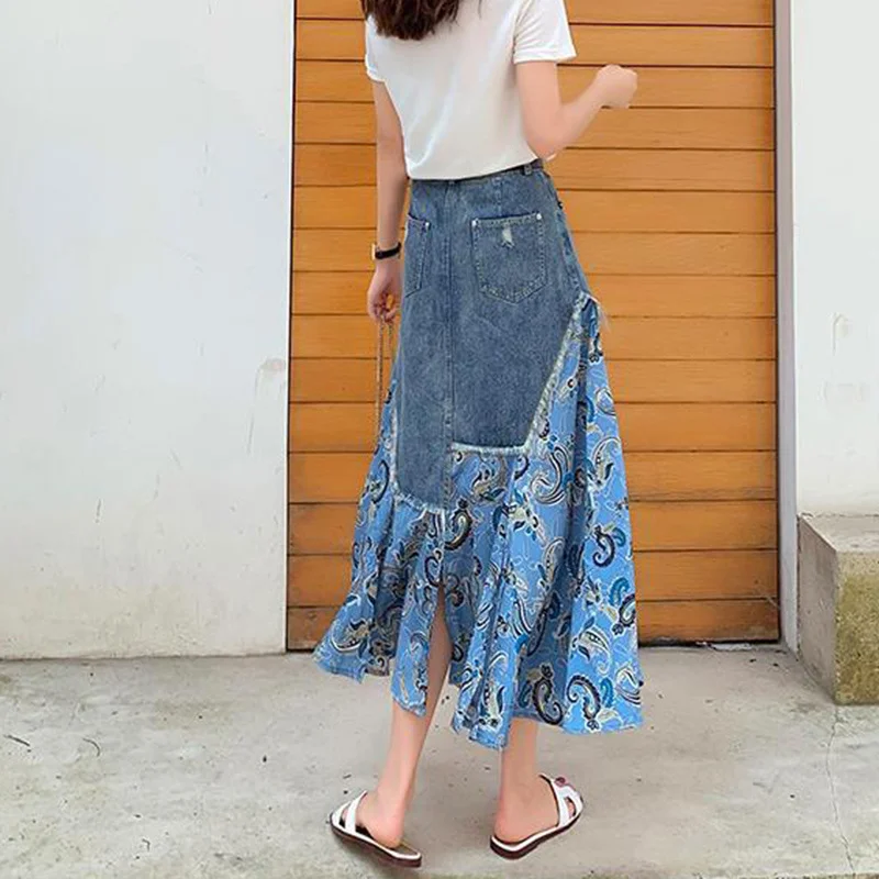 Летние длинные юбки с высокой  – обзор и цена Denim Skirt Midi Vintage