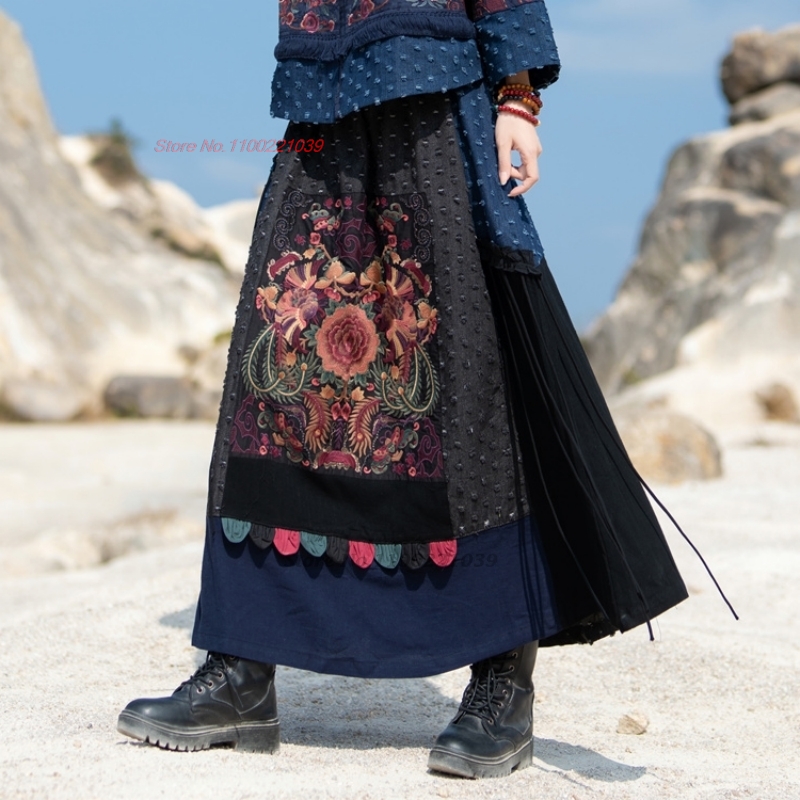2026 традиционная этническая д – обзор и цена Denim Skirt Midi Vintage