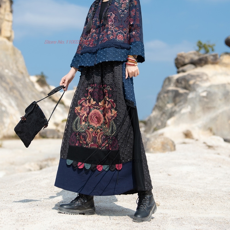 2026 традиционная этническая д – обзор и цена Denim Skirt Midi Vintage