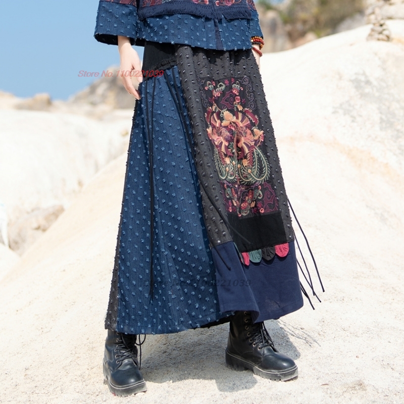 2026 традиционная этническая д – обзор и цена Denim Skirt Midi Vintage