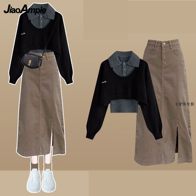 Женский весенне-осенний новый  – обзор и цена Denim Skirt Midi Vintage