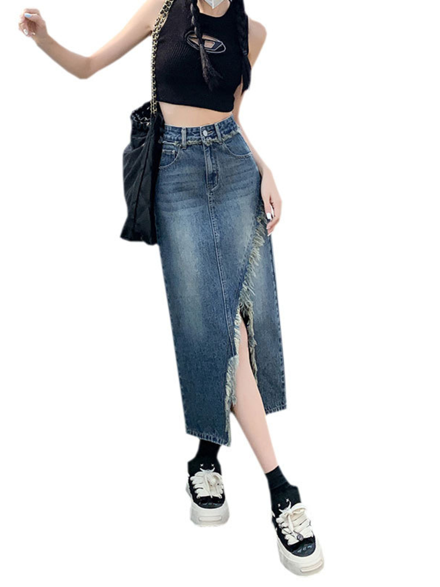 Женская джинсовая юбка-миди с  – обзор и цена Denim Skirt Midi Vintage