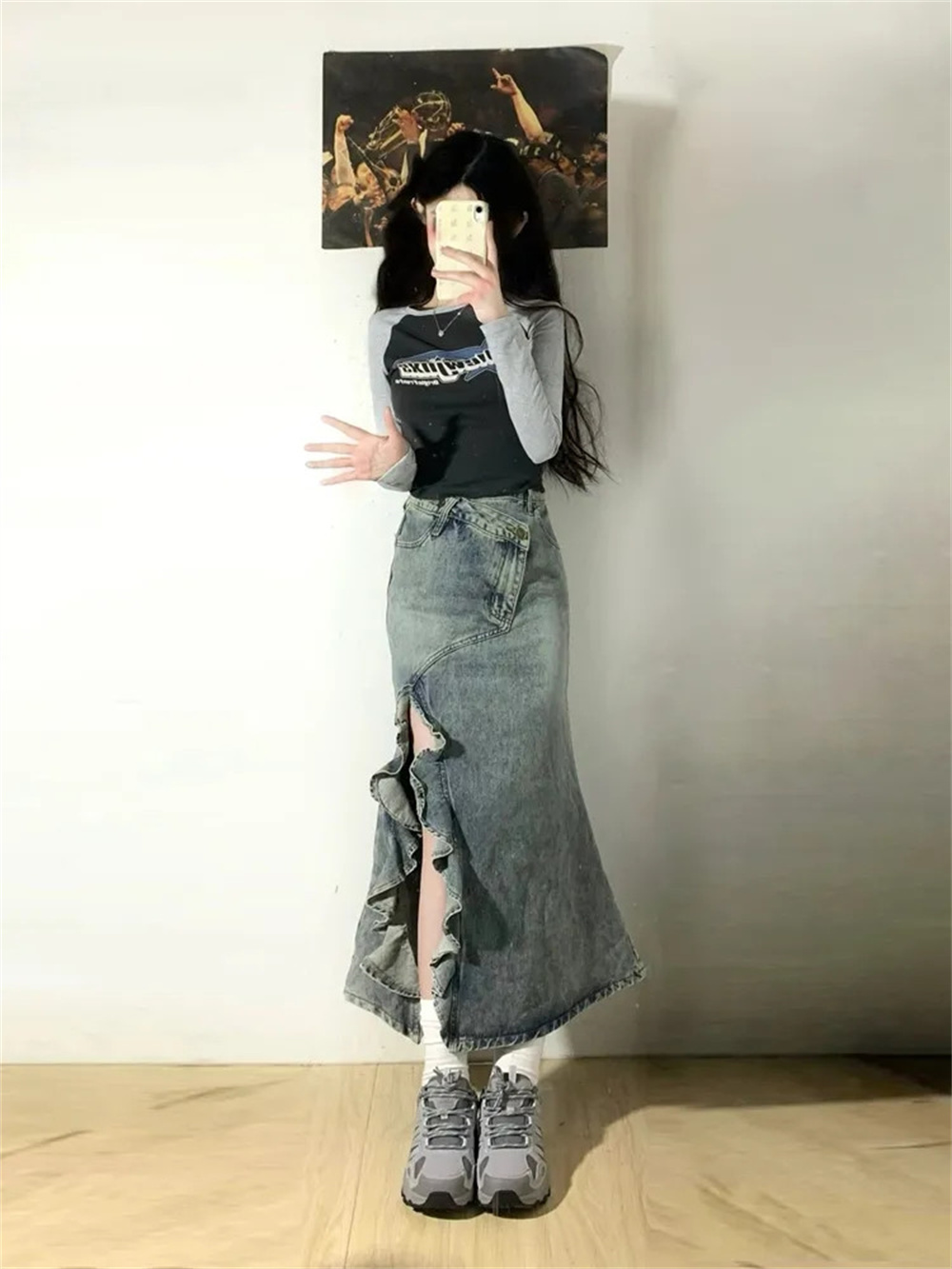 Весенне-летняя корейская ретро – обзор и цена Denim Skirt Midi Vintage