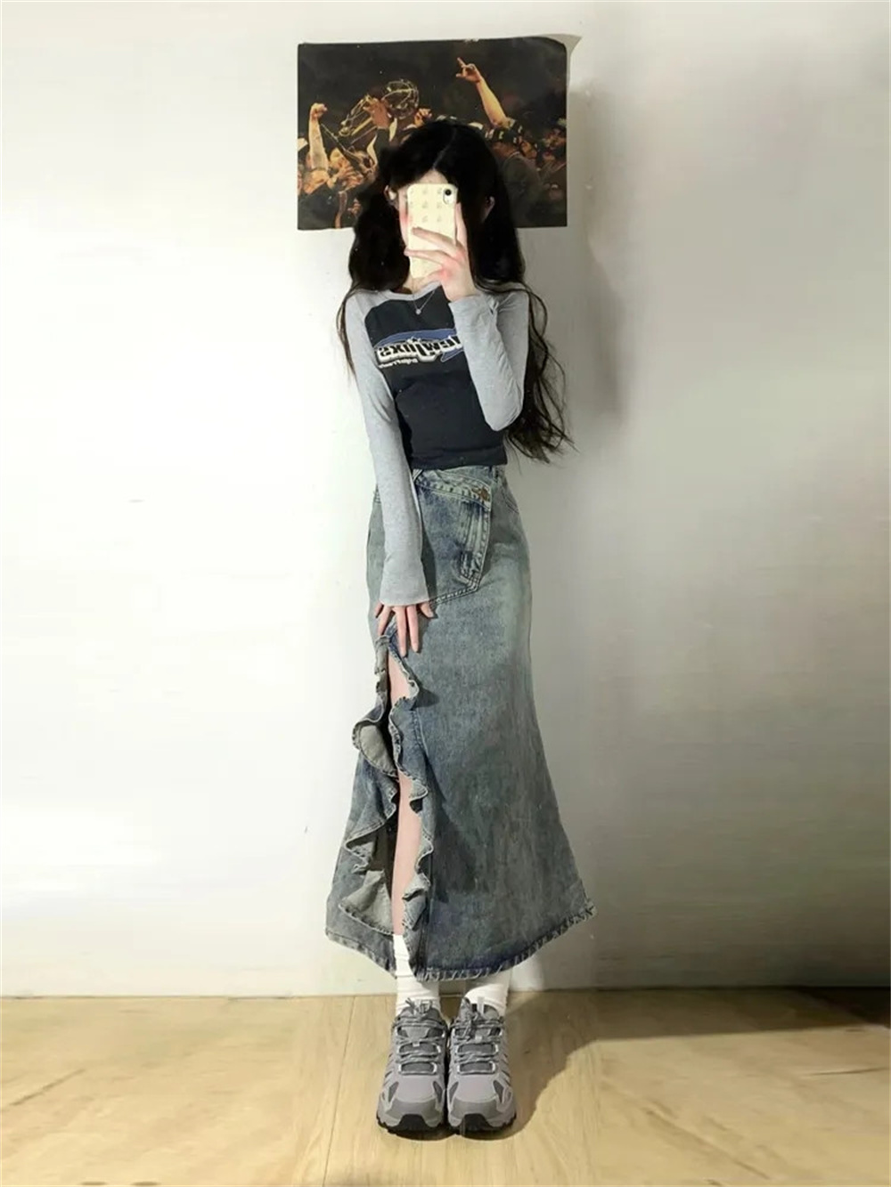 Весенне-летняя корейская ретро – обзор и цена Denim Skirt Midi Vintage