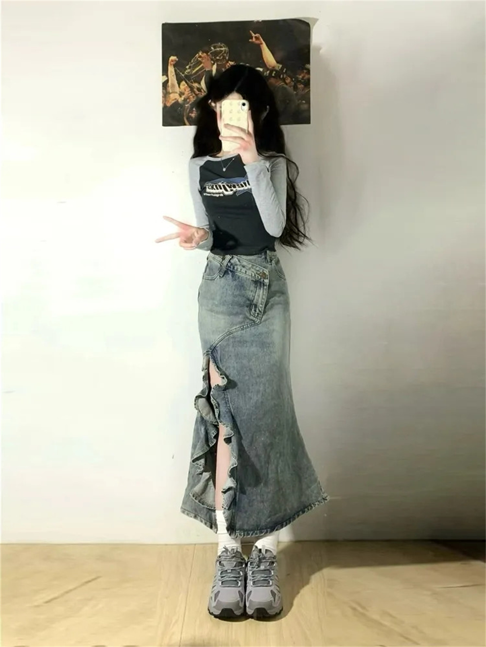Весенне-летняя корейская ретро – обзор и цена Denim Skirt Midi Vintage