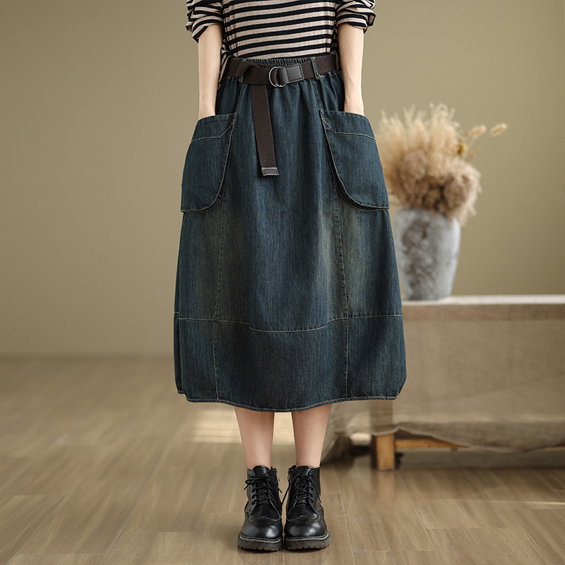 Джинсовая юбка большого размер – обзор и цена Denim Skirt Midi Vintage