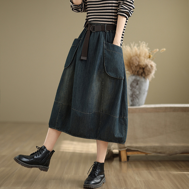 Джинсовая юбка большого размер – обзор и цена Denim Skirt Midi Vintage