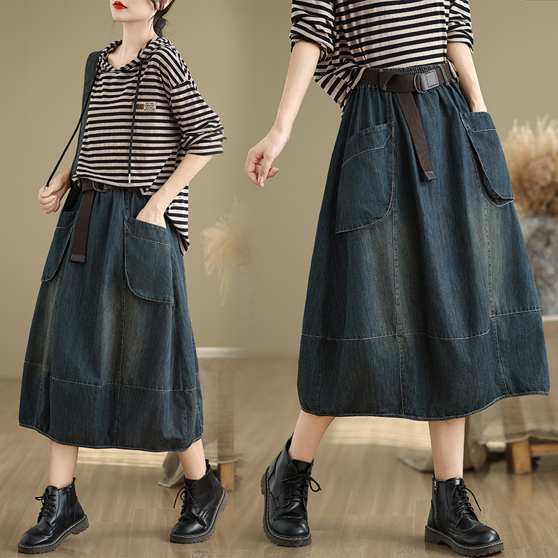 Джинсовая юбка большого размер – обзор и цена Denim Skirt Midi Vintage