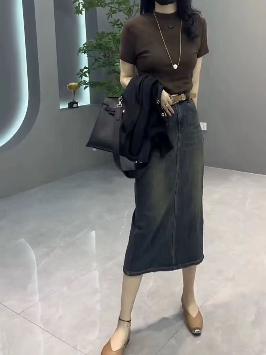 Джинсовая юбка миди А-силуэта  – обзор и цена Denim Skirt Midi Vintage