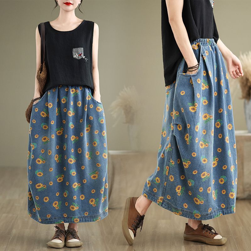 Женская винтажная джинсовая юб – обзор и цена Denim Skirt Midi Vintage