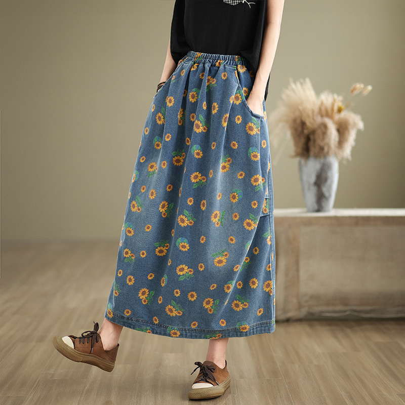 Женская винтажная джинсовая юб – обзор и цена Denim Skirt Midi Vintage