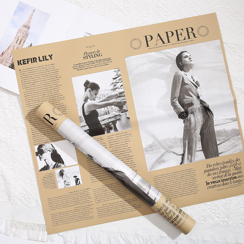 Бумага для упаковки букетов с  – обзор и цена Vintage Fashion Newspaper