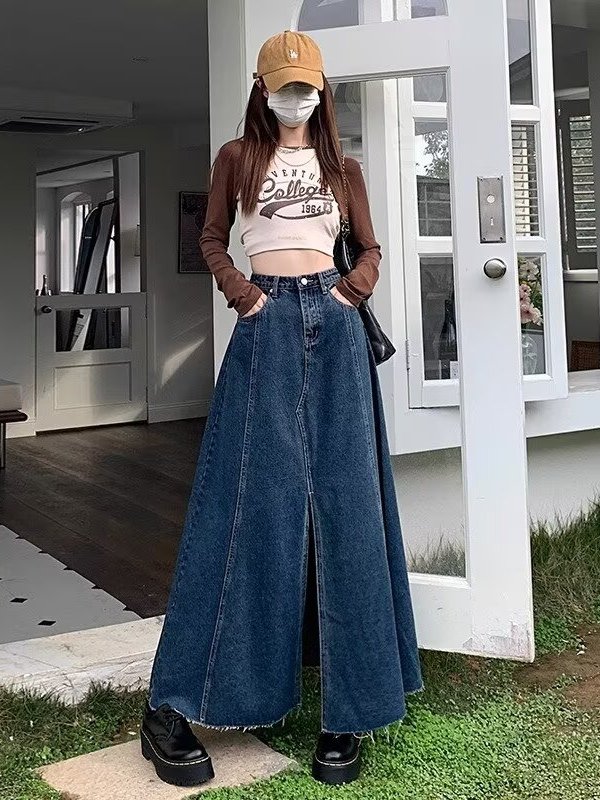 Джинсовая юбка с высокой талие – обзор и цена Denim Skirt Midi Vintage